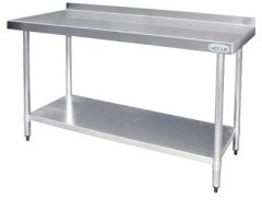 Vogue Stainless steel wall table with upstand.  Low prices. In stock.