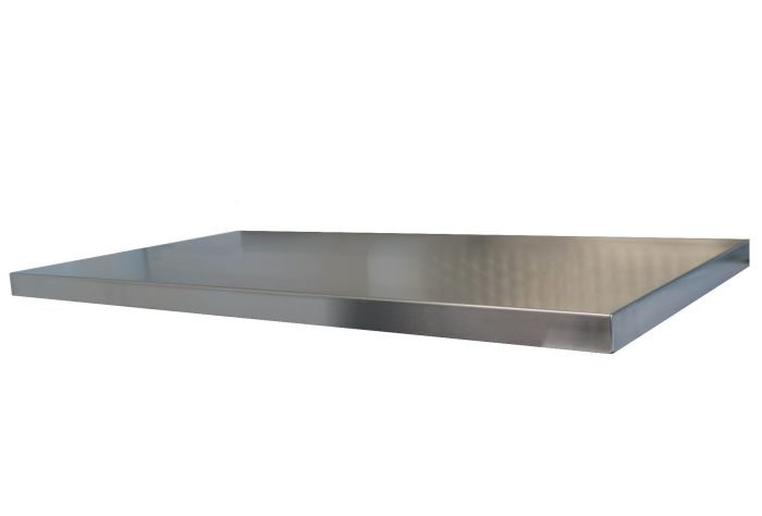 Stainless Steel Worktops for islands and walls with MDF core. Down on all sides.